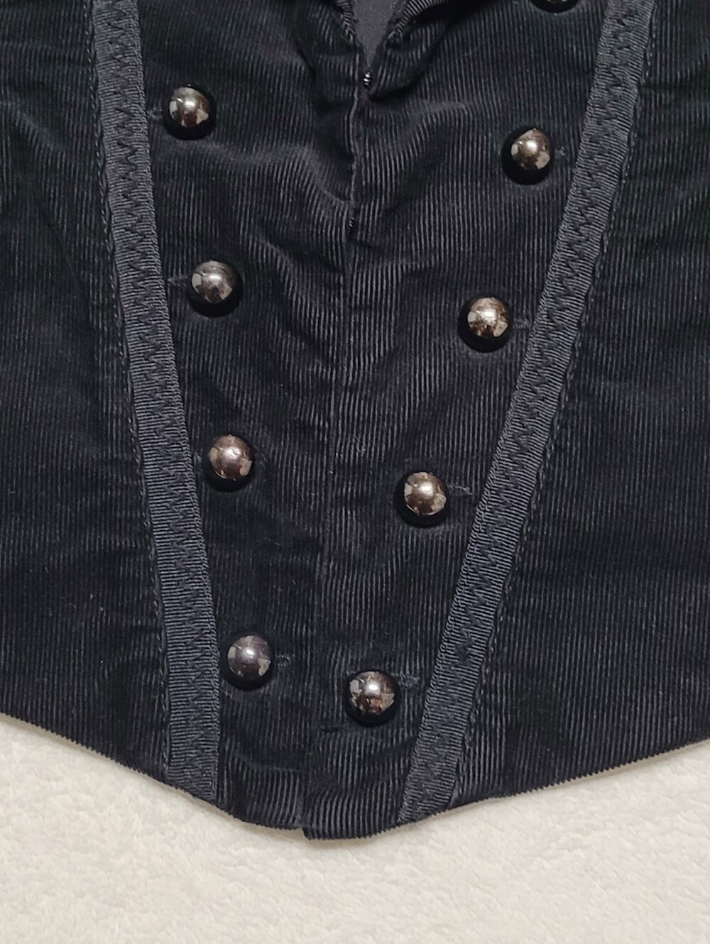 White House Black Market Vintage 90s Black Velvet Corset Style Cropped Jacket 6 - Picture 6 of 14